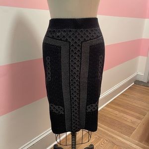 Knit pencil skirt Art Deco style print Cato size medium